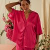 Sleepwear Kat The Label | Celine Short Sleeve Short Set Hot Pink