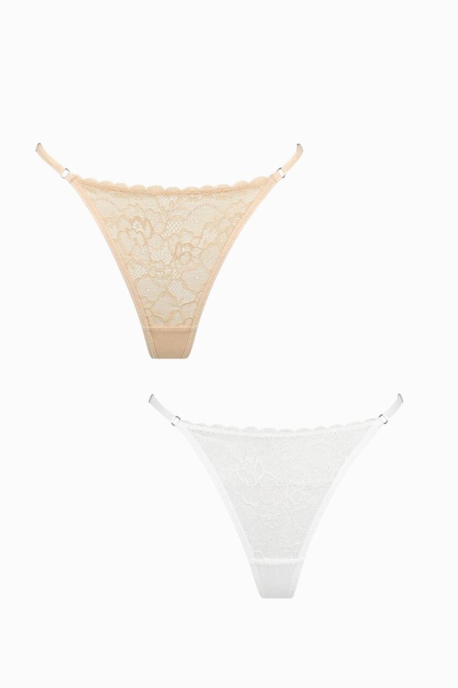 Lingerie Kat The Label Thongs | Rosie Thong Fawn White 2 Pack