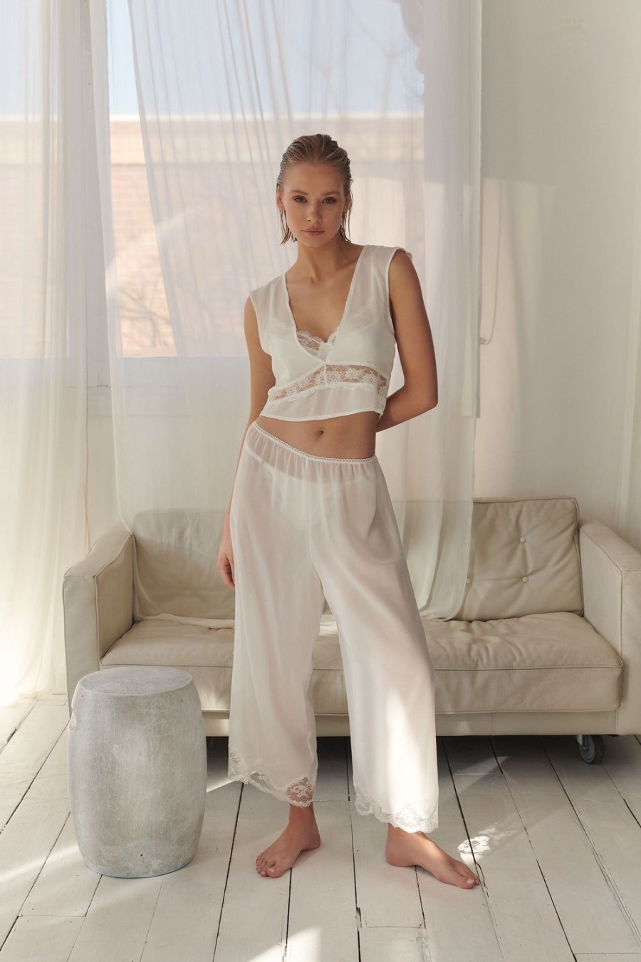 Sleepwear Kat The Label | Flynn Pant Set Ivory