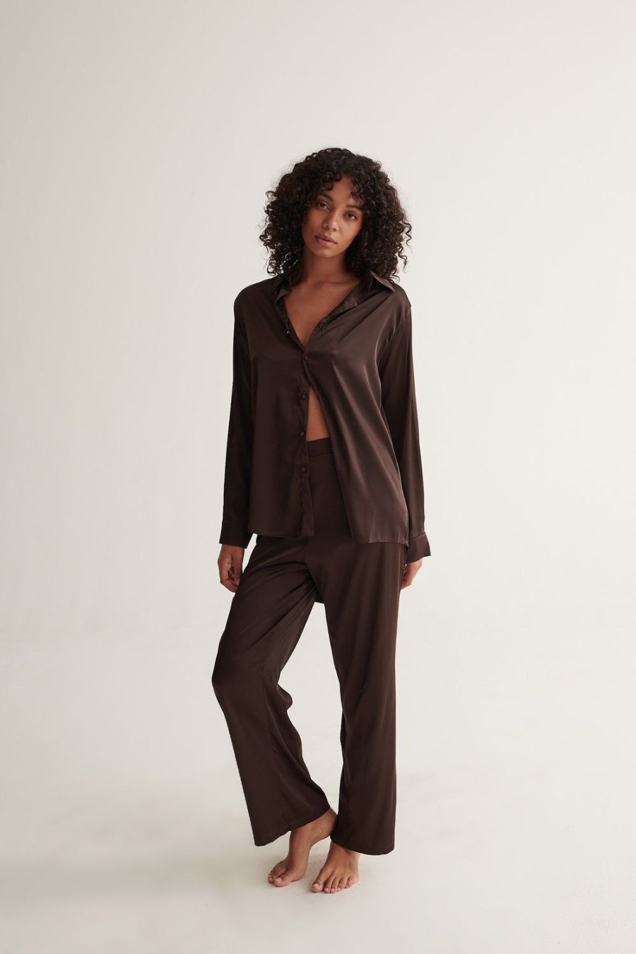 Sleepwear Kat The Label | Celine Pant Set Espresso