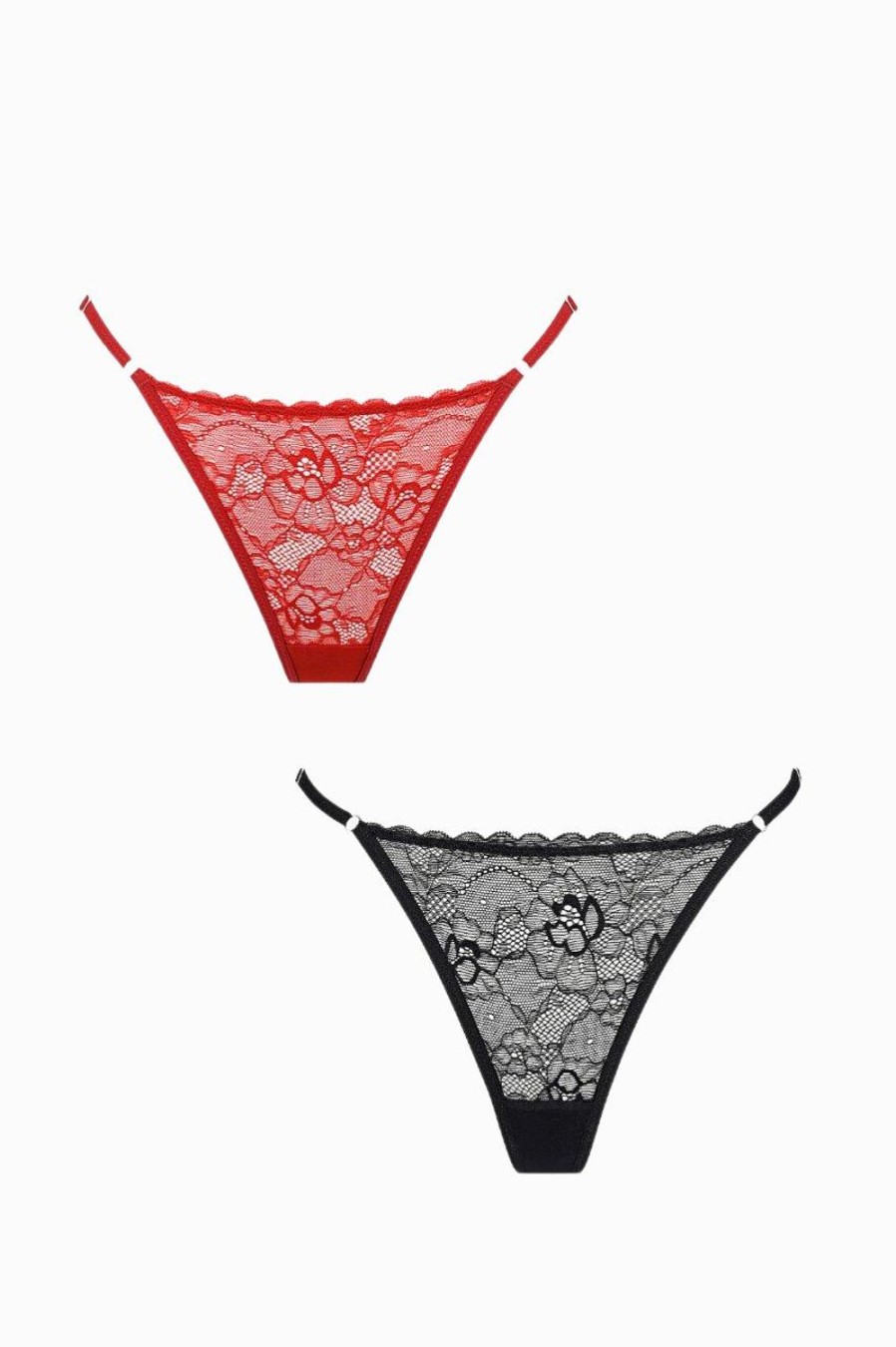 Lingerie Kat The Label Thongs | Rosie Thong Red Black 2 Pack