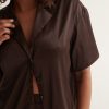 Sleepwear Kat The Label | Celine Short Sleeve Shirt Espresso