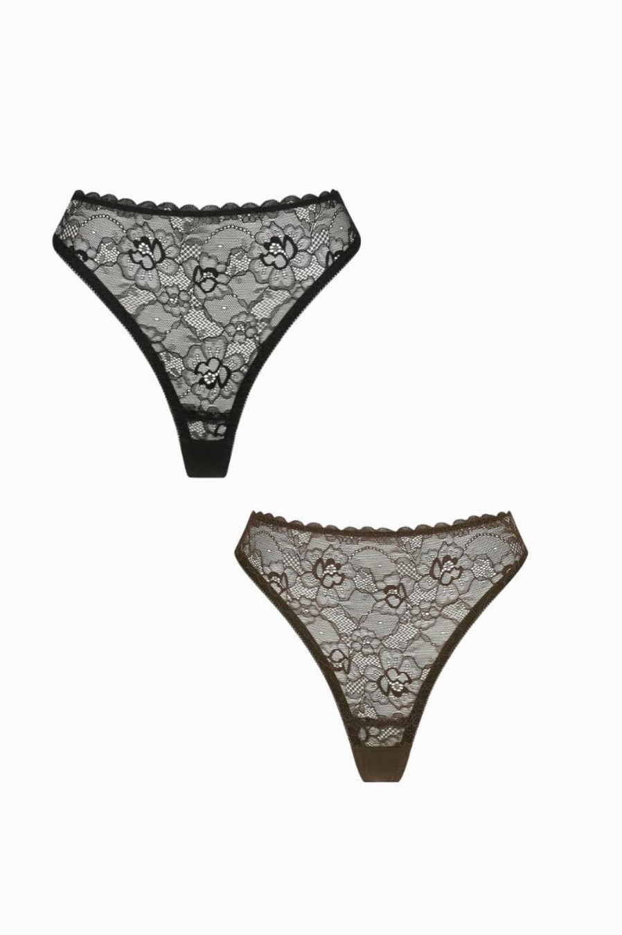 Lingerie Kat The Label Thongs | Maverick High Waist Black Espresso 2 Pack