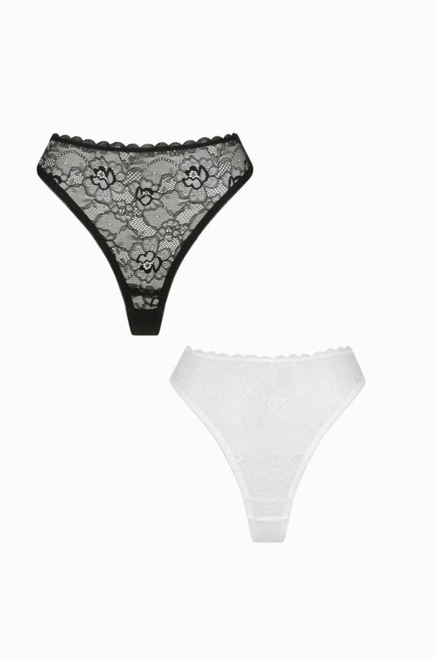 Lingerie Kat The Label Thongs | Maverick High Waist Black White 2 Pack