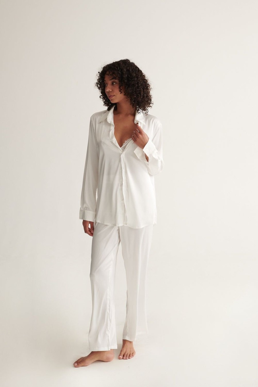 Sleepwear Kat The Label | Celine Pant Set Ivory