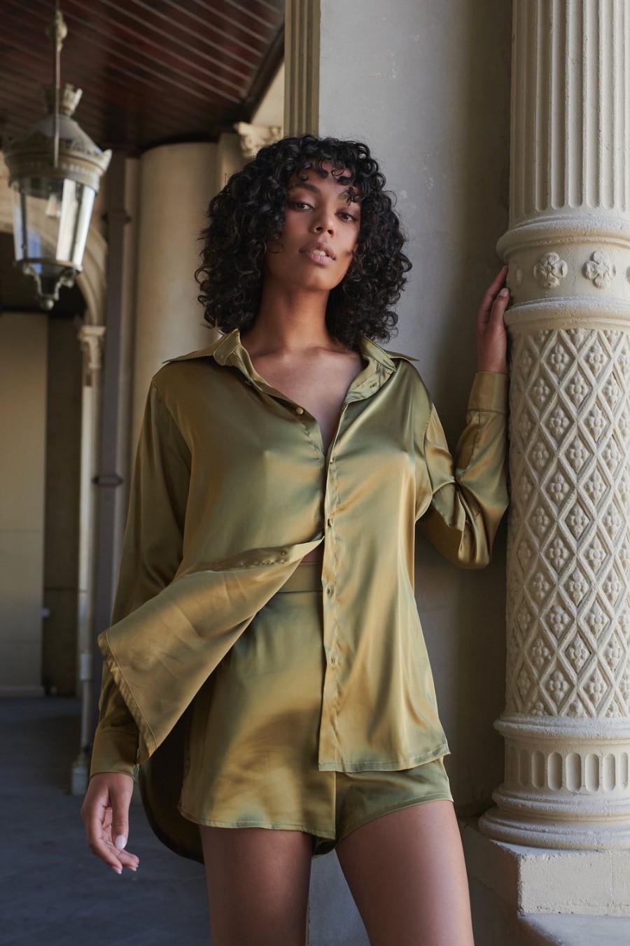 Sleepwear Kat The Label | Celine Shirt Olive