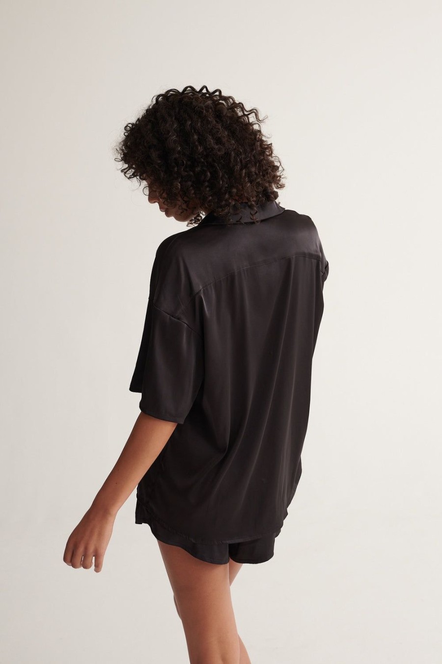 Sleepwear Kat The Label | Celine Short Sleeve Short Set Black