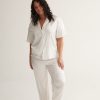 Sleepwear Kat The Label | Celine Short Sleeve Pant Set Ivory