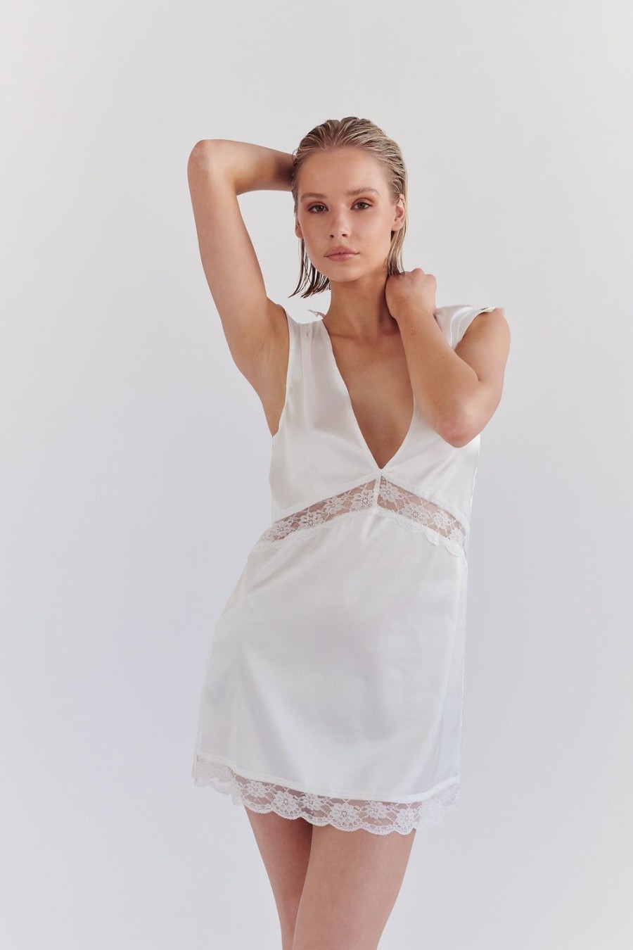 Sleepwear Kat The Label | Flynn Slip Ivory