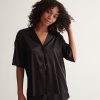 Sleepwear Kat The Label | Celine Short Sleeve Shirt Black