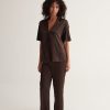 Sleepwear Kat The Label | Celine Short Sleeve Pant Set Espresso